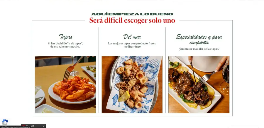 Carta de Taberna Antonio Manuel